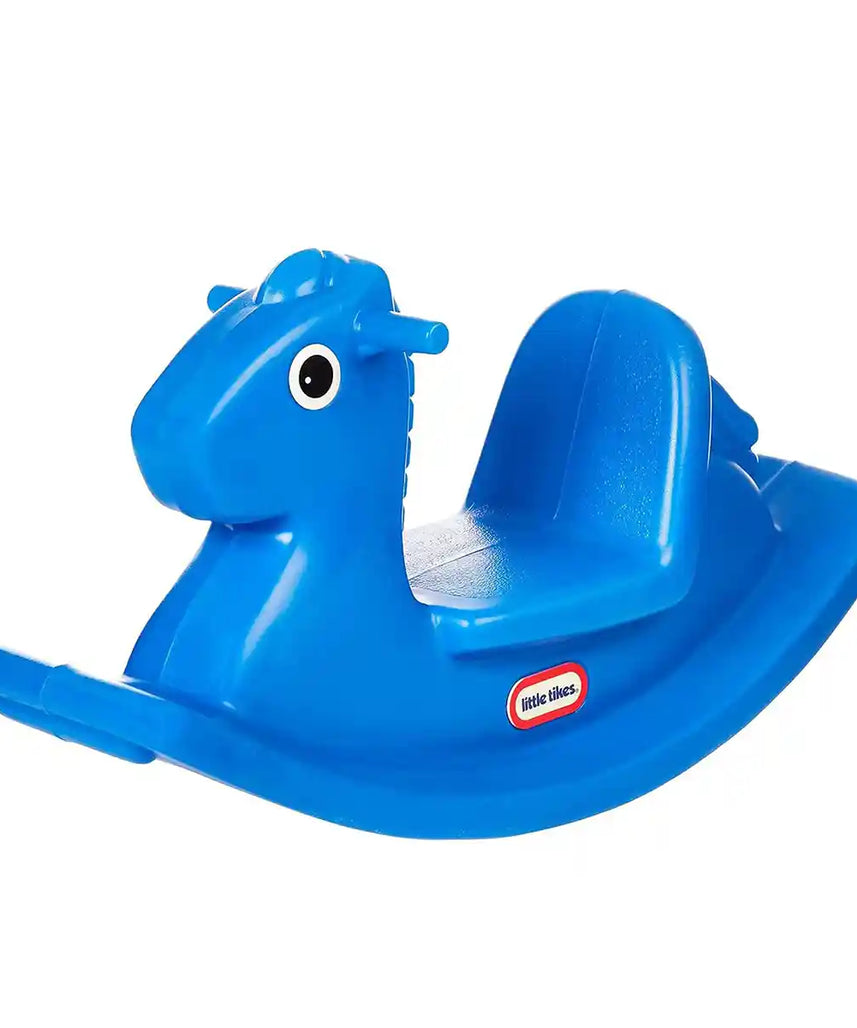 حصان هزاز من ليتل تايكس، لعبة ركوب متينة باللون الأزرق بمقابض سهلة الإمساك وقاعدة ثابتة، مناسبة للعب النشط في الأماكن المغلقة والمفتوحة للأطفال الصغار من عمر 18 شهرًا إلى 5 سنوات، أحصنة هزازة