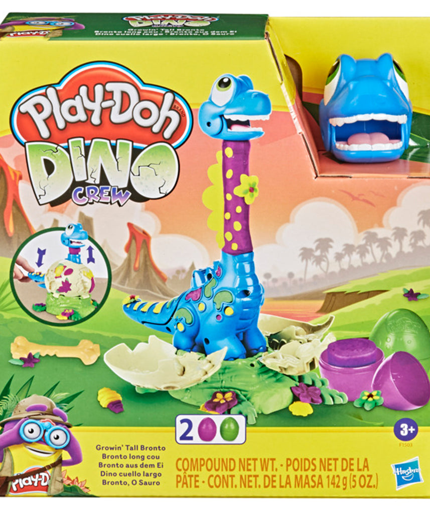 مجموعة لعب ديناصورات برونتو الطويلة من بلاي دو مع بيضتين غير سامتين من بلاي دو، نشاط فني وحرفي للأطفال من سن 3 سنوات فما فوق