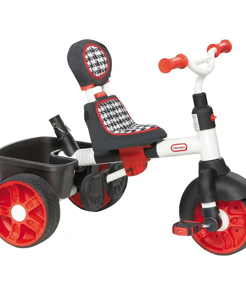 دراجة ثلاثية العجلات ليتل تايكس الرياضية 4 في 1، حمراء/بيضاء، قابلة للتعديل مع مقبض للوالدين، للأعمار من 9 أشهر إلى 3 سنوات، دراجات ثلاثية العجلات