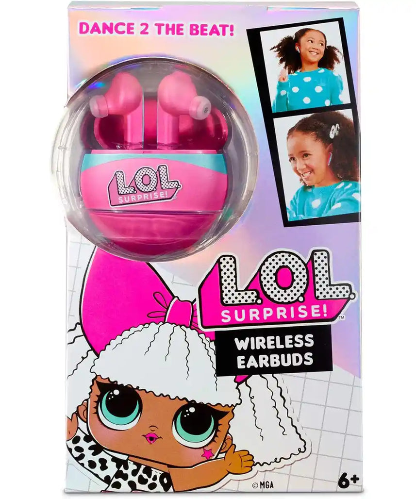 L.O.L. Surprise! Wireless Earbuds for Kids – 3D Stereo Sound, 25-Hour Battery, Built-In Mic, Fashionable Design, Noise Cancelling, In-Ear Headphones for Smart Devices