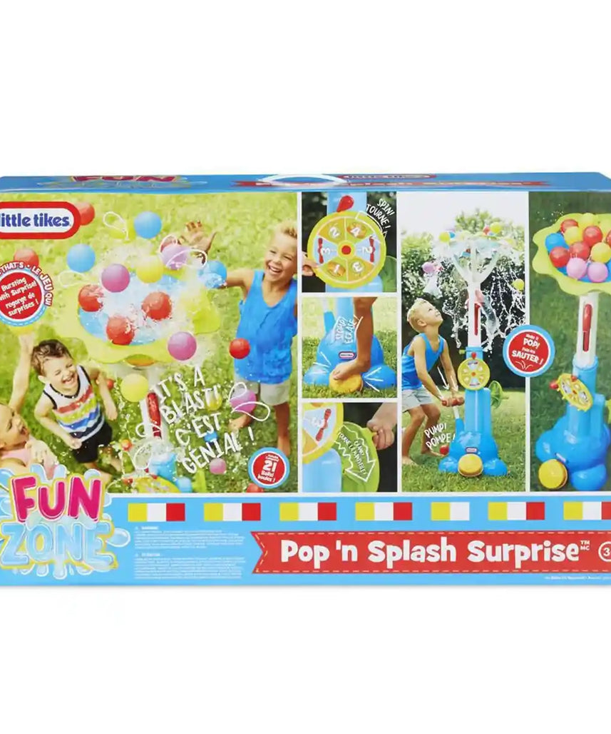 Little Tikes Fun Zone Pop N Splash Surprise Game, Multicolor, Outdoor & Indoor Water Play with 21 Balls, Interactive Spin & Splash Toy for Kids Age 3-6