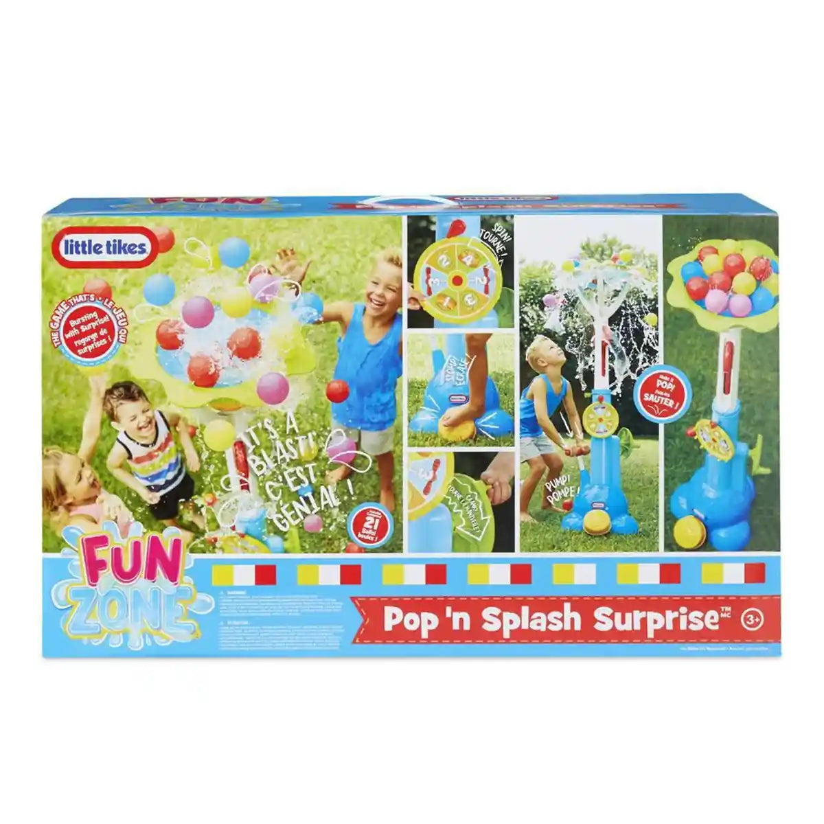 Little Tikes Fun Zone Pop N Splash Surprise Game, Multicolor, Outdoor & Indoor Water Play with 21 Balls, Interactive Spin & Splash Toy for Kids Age 3-6
