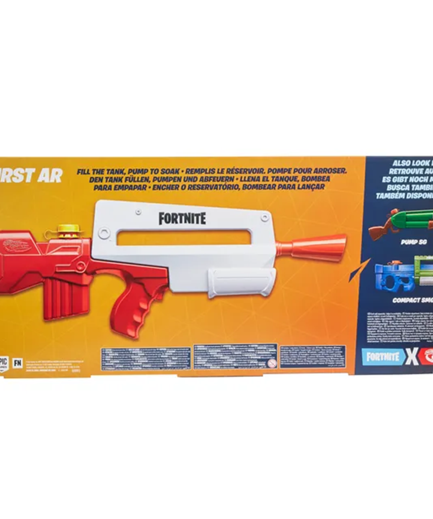 Nerf Super Soaker Fortnite Burst AR Water Blaster, Pump-Action Soakage, Fortnite-Inspired Design, Outdoor Summer Toy, Multicolour