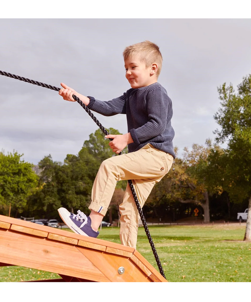 مجموعة ألعاب خشبية خارجية من Little Tikes Real Wood Adventures Cottontail Hideaway مع نادي، وأراجيح حبلية، ومنزلق، ومراجيح، وجدار تسلق - متعة في الفناء الخلفي للأطفال من سن 3 إلى 10 سنوات