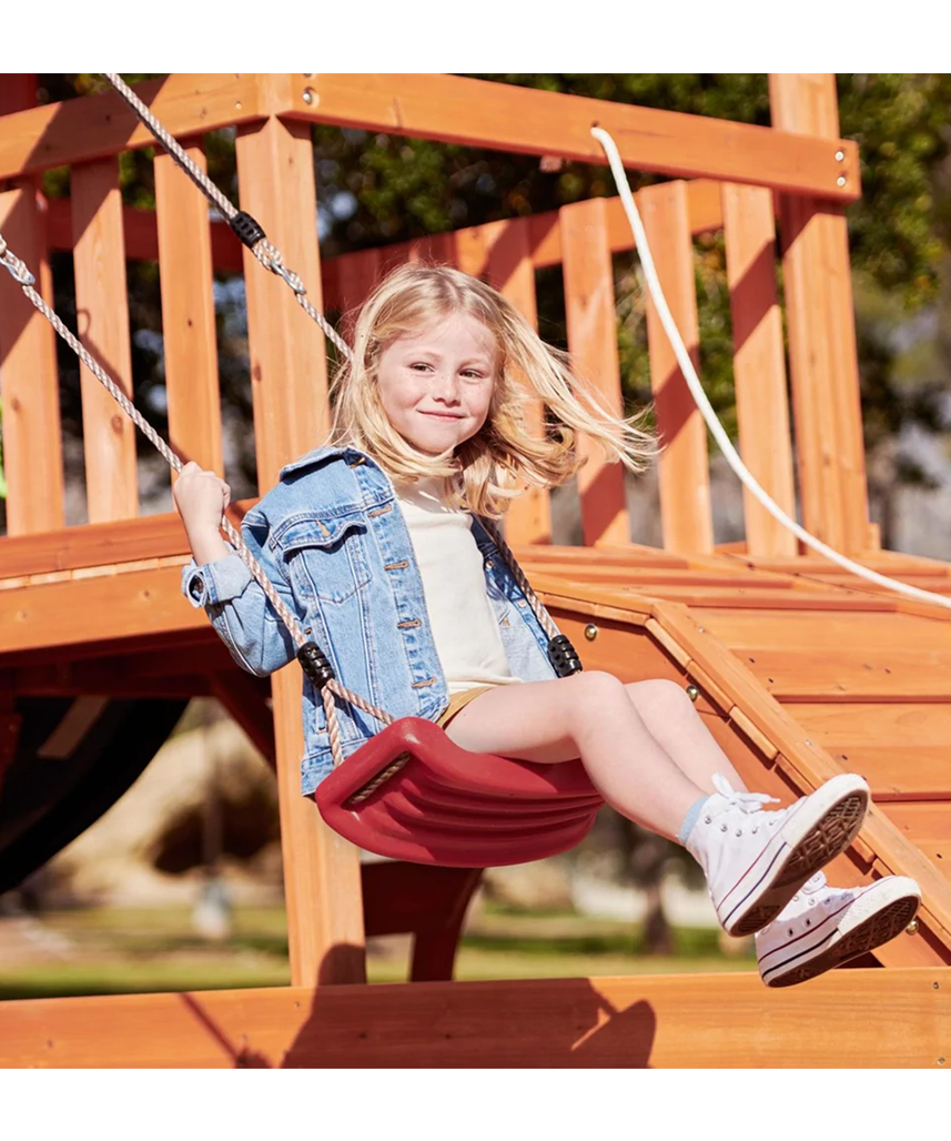 مجموعة ألعاب خشبية خارجية من Little Tikes Real Wood Adventures Cottontail Hideaway مع نادي، وأراجيح حبلية، ومنزلق، ومراجيح، وجدار تسلق - متعة في الفناء الخلفي للأطفال من سن 3 إلى 10 سنوات