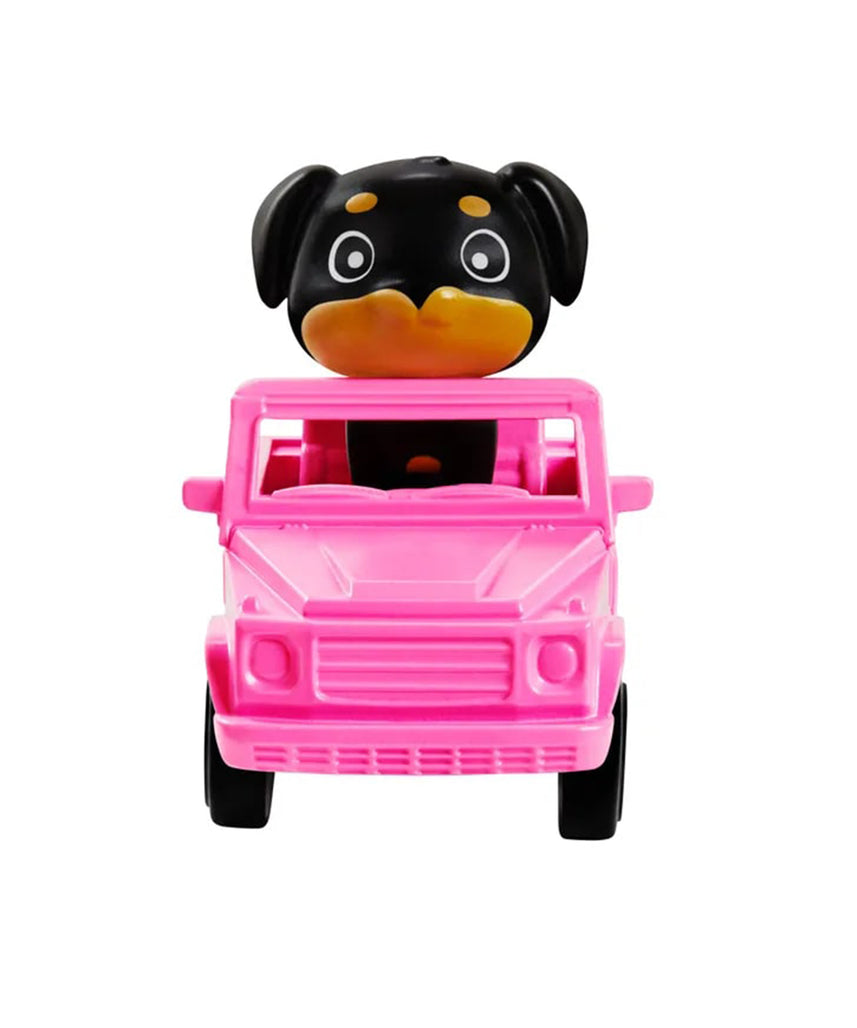 دمية باربي إكسترا رقم 5، سترة جينز بشراشيب طويلة، ضفائر قوس قزح، جرو أليف مع سيارة وردية، 15 إكسسوارًا عصريًا، دمية قابلة للتجميع وقابلة للتعديل للأطفال من سن 3 سنوات فما فوق