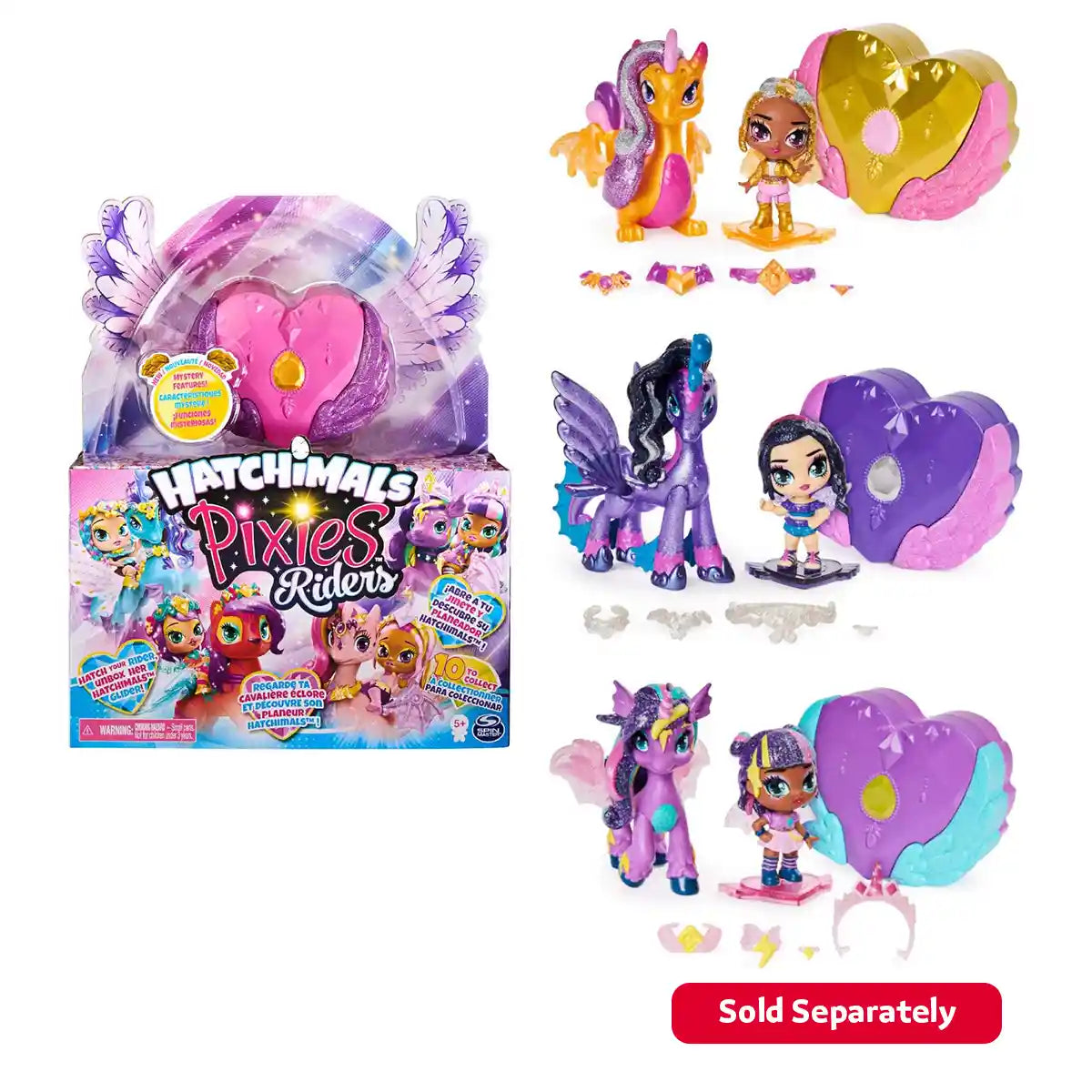 مجموعة هاتشيمالز بيكسيز رايدرز لاجون ليلي بيكسي وسيستاليون جلايدر، مع ميزات غامضة سحرية، وملحقات، وحامل عرض، ورمز تطبيق، للأعمار من 5 سنوات فما فوق، من هاتشيمالز كوليكشنز
