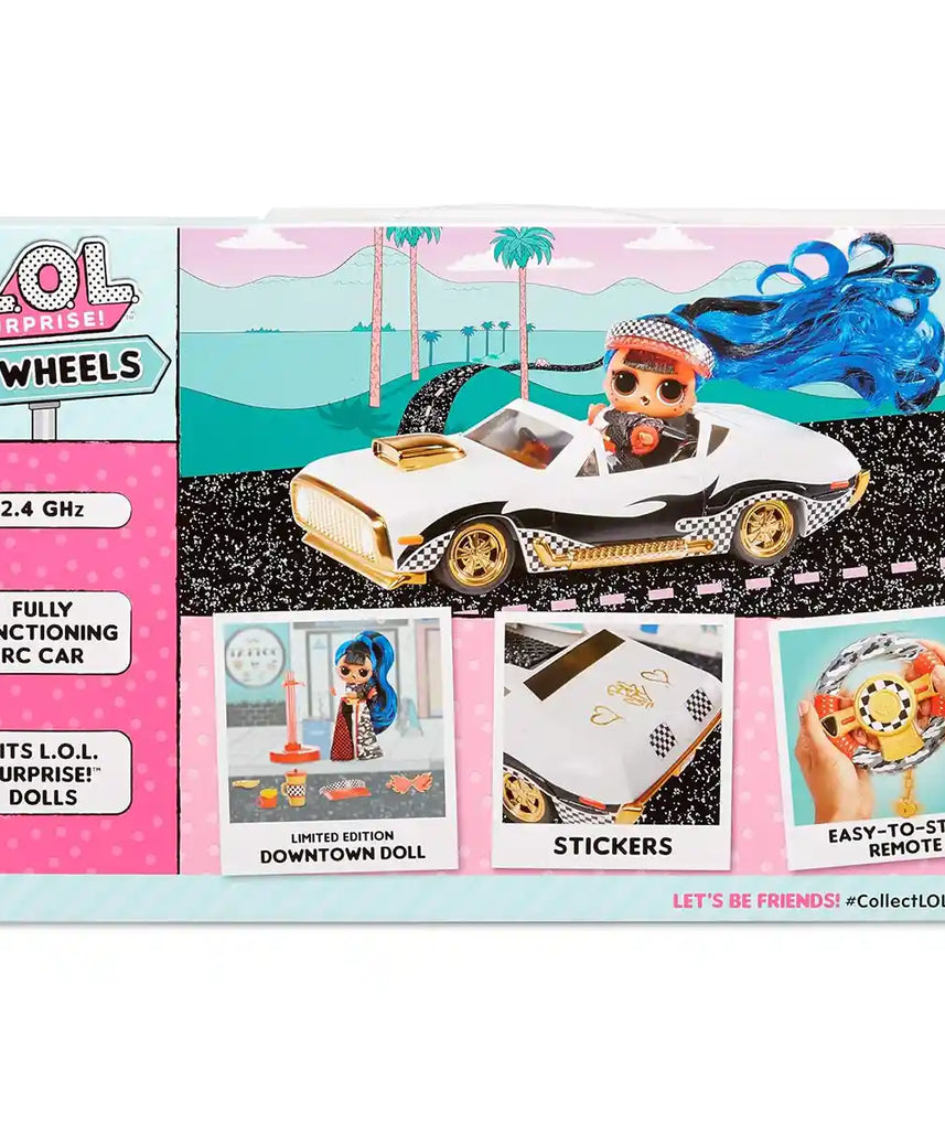 L.O.L. Surprise RC Wheels, Remote Control Car with Exclusive J.K. Doll & Downtown Mini Doll for Kids