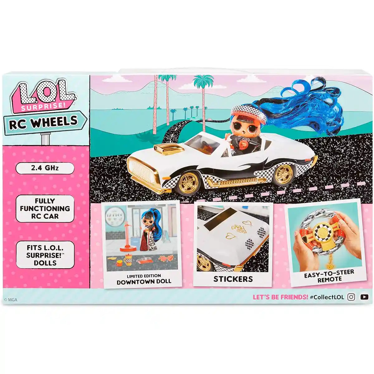 L.O.L. Surprise RC Wheels, Remote Control Car with Exclusive J.K. Doll & Downtown Mini Doll for Kids