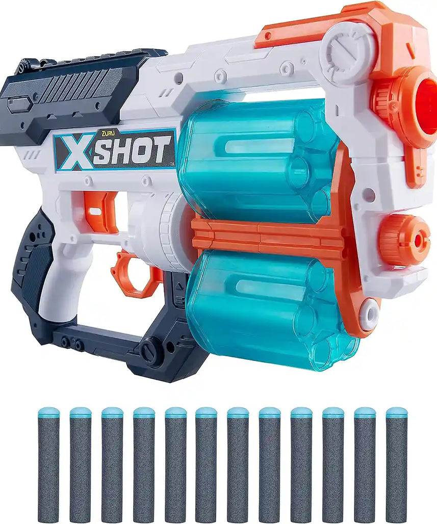 مسدس سهام إكس-شوت إكسل إكسيس TK12، 16 سهمًا من الفوم، أسطوانة دوارة مزدوجة، سعة كل سهم 6 أسهم، متعدد الألوان، 36436