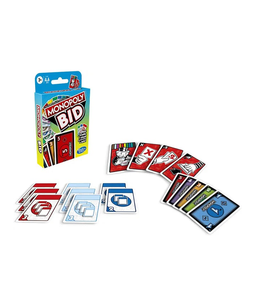 لعبة بطاقات مونوبولي BID من هاسبرو، لعبة استراتيجية عائلية سريعة الوتيرة للأطفال والكبار، لعبة مزاد أعمى للعقارات، للأعمار من 7 سنوات فما فوق