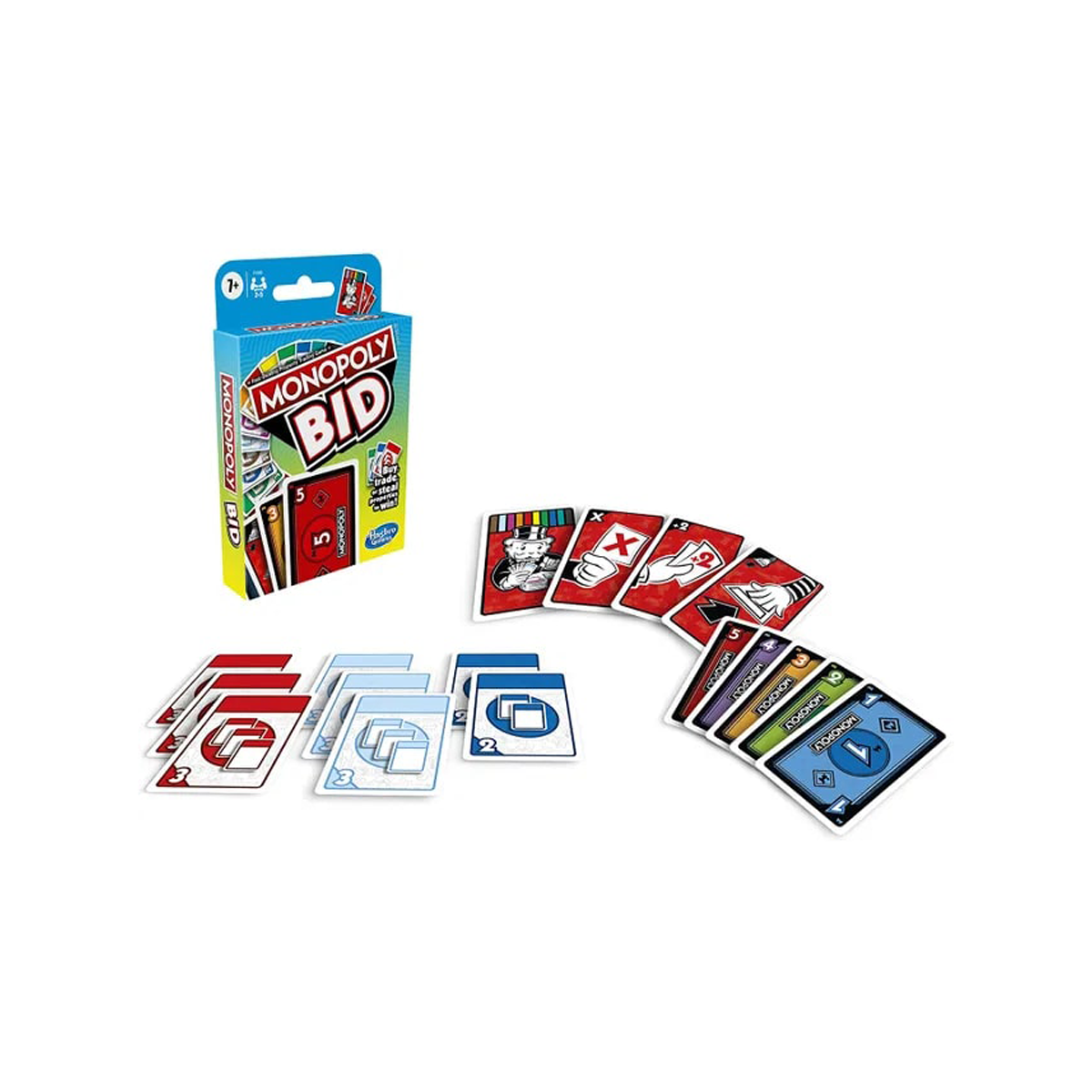 لعبة بطاقات مونوبولي BID من هاسبرو، لعبة استراتيجية عائلية سريعة الوتيرة للأطفال والكبار، لعبة مزاد أعمى للعقارات، للأعمار من 7 سنوات فما فوق