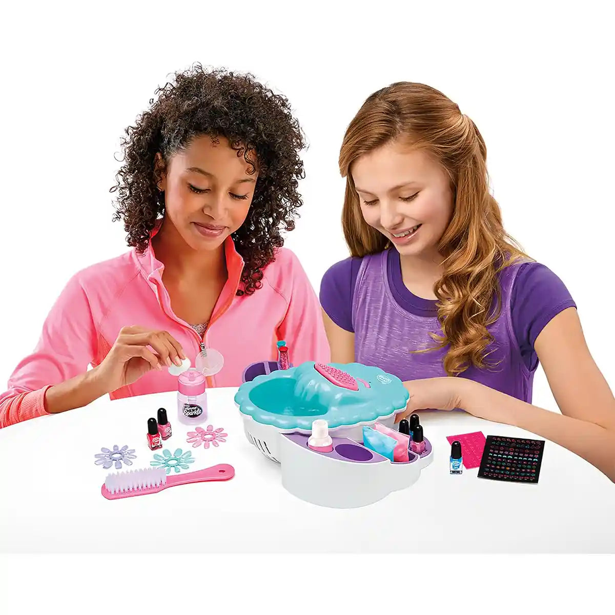 Shimmer n Sparkle Ultimate Nail Spa 65506, All-in-One Manicure & Pedicure Kit with 4 Massage Modes, Hand Soak, Polishes, Stickers, Lotion & Real Nail Dryer, DIY Spa Kit for Kids 3+