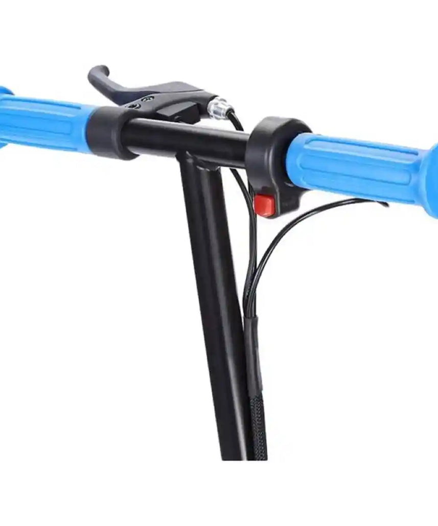 سكوتر كهربائي ليتل تايكس فيرو رايدز في آر ٥٥٠ إي، أزرق، قابل للطي، أقصى سرعة ١٠ أميال في الساعة، أضواء ليد، دواسة إبهام، فرامل يد، بطارية قابلة لإعادة الشحن، للأطفال من عمر ٨ سنوات فما فوق