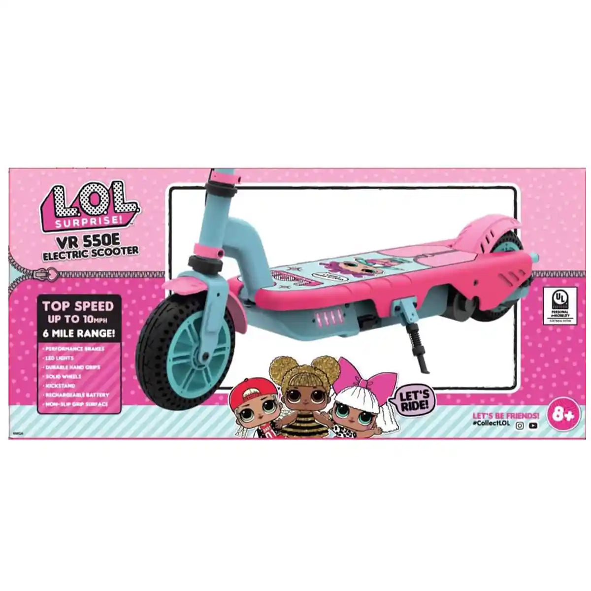 سكوتر كهربائي ليتل تايكس فيرو لول سربرايز 550E، بطارية قابلة لإعادة الشحن 12 فولت، أضواء LED، سرعات تصل إلى 10 أميال في الساعة، مناسب للأعمار من 8 سنوات فما فوق، سيارات ركوب