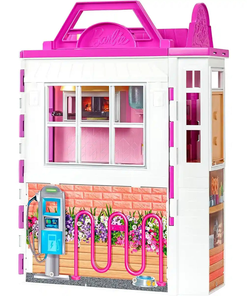 مجموعة ألعاب مطعم باربي كوك آند جريل، 6 مناطق لعب، 30+ قطعة، مطبخ ومقهى، لعبة تظاهرية للأطفال من سن 3 سنوات فما فوق