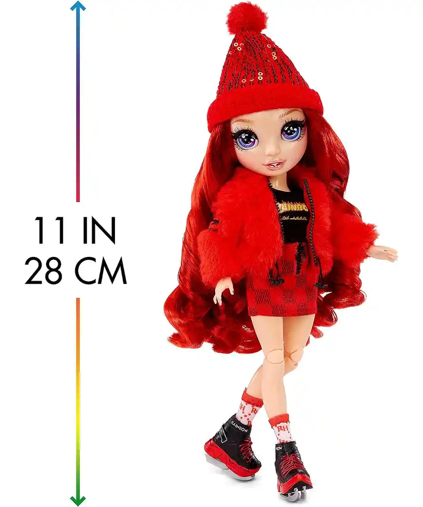 Rainbow High Winter Break Ruby Anderson Fashion Doll, 30cm, Red Outfit & Winter Gear, Snowboard & Accessories, Collectible Toy, Imaginative Play, Gift for Kids 6+