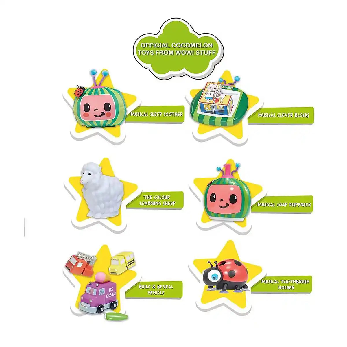 Cocomelon Build & Reveal Musical Vehicles Playset, Interactive Nursery Rhyme Toys with Mess-Free Water Painting, Hidden Characters & Sensory Learning for Kids