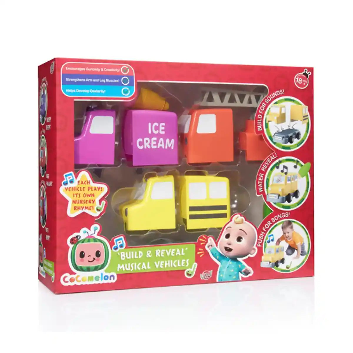 مجموعة لعب "كوكوميلون" للمركبات الموسيقية، ألعاب تفاعلية لأغاني الأطفال مع رسومات مائية سهلة، وشخصيات مخفية، وتعلم حسي للأطفال