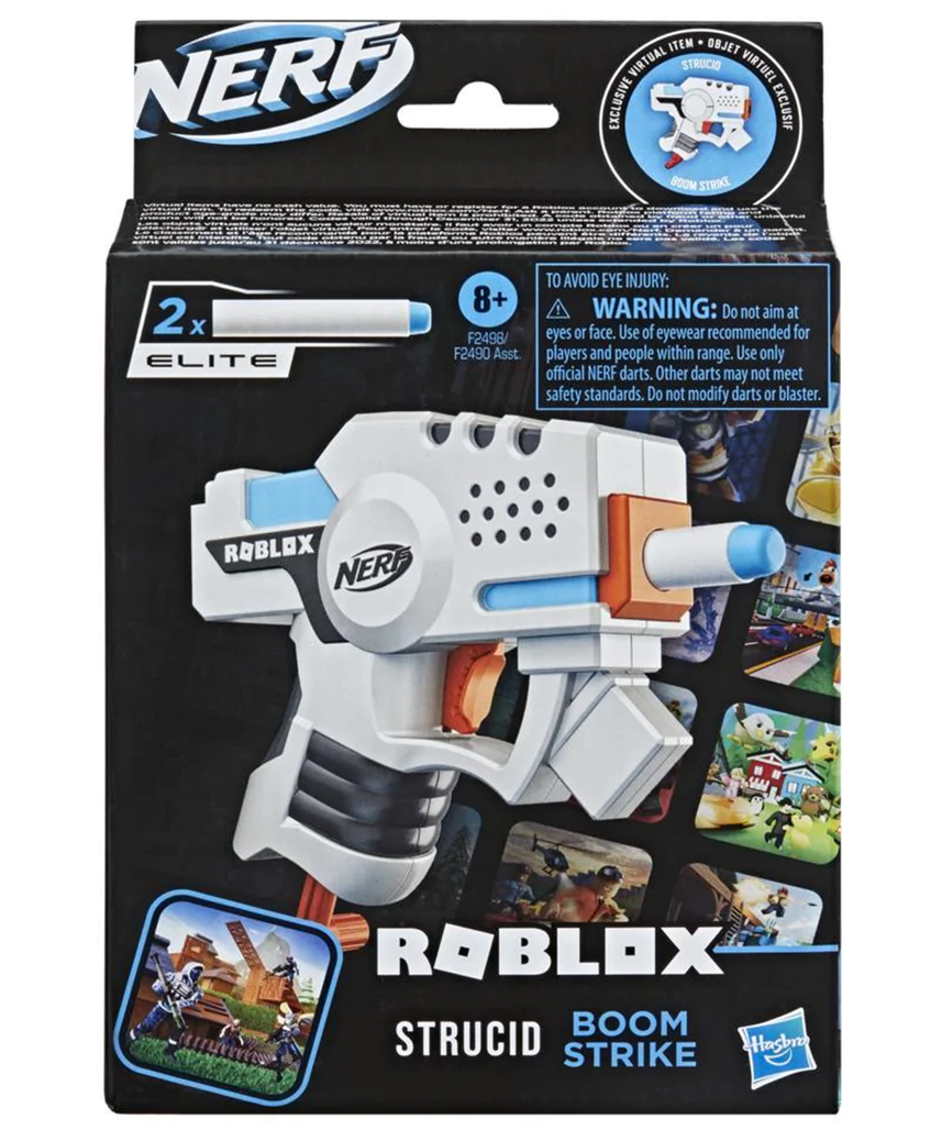 مسدس نيرف روبلوكس ستروسيد بوم سترايك دارت بلاستر، رمز المنتج الافتراضي الحصري، مسدس صغير الحجم ذو طلقة واحدة، يتضمن 2 سهم نيرف إيليت، متعدد الألوان