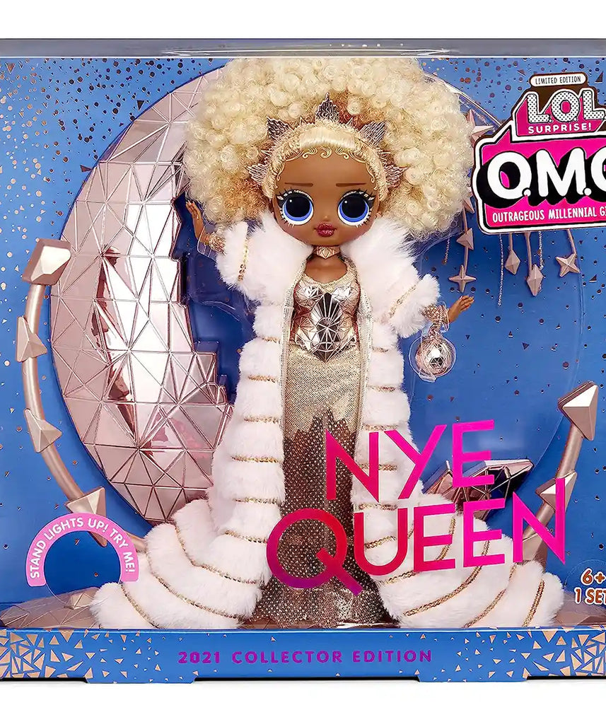 دمية ملكة جمع هدايا مفاجأة العيد لعام ٢٠٢١ من LOL، إصدار محدود، زي ذهبي، إكسسوارات فاخرة، وحامل عرض مضيء، هدية مميزة للفتيات من عمر ٥ سنوات فما فوق
