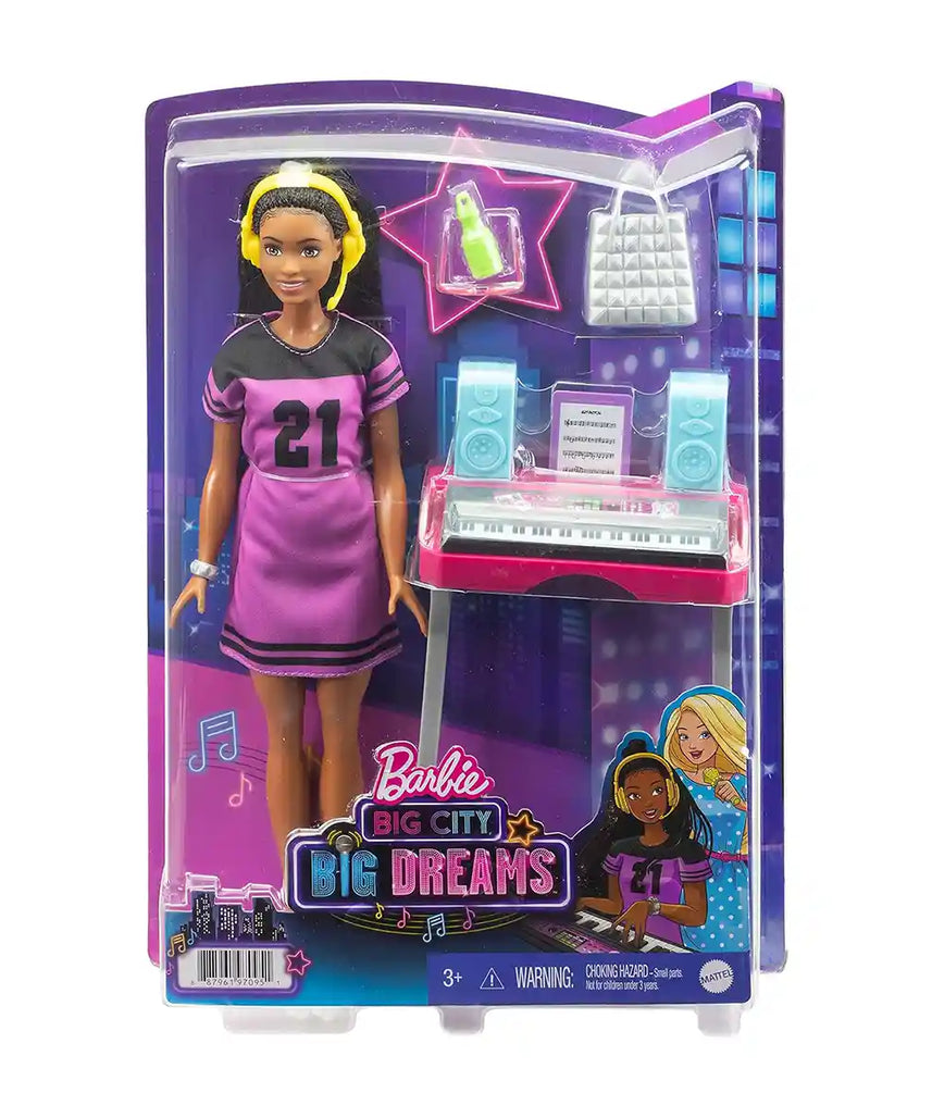 Barbie Big City Big Dreams Brooklyn Roberts Doll Music Studio Playset with Keyboard Accessories for Kids Ages 3 and Up