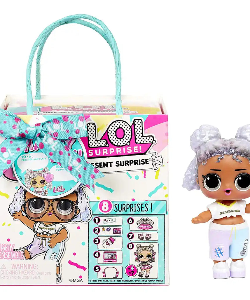 L.O.L. Surprise Present Surprise Series 3 Fashion Doll with 8 Surprises, Birthday Month Collectible Doll, Glitter Hair and Accessories, Ages 4+