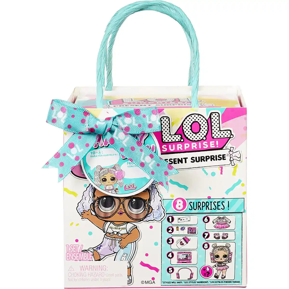 L.O.L. Surprise Present Surprise Series 3 Fashion Doll with 8 Surprises, Birthday Month Collectible Doll, Glitter Hair and Accessories, Ages 4+