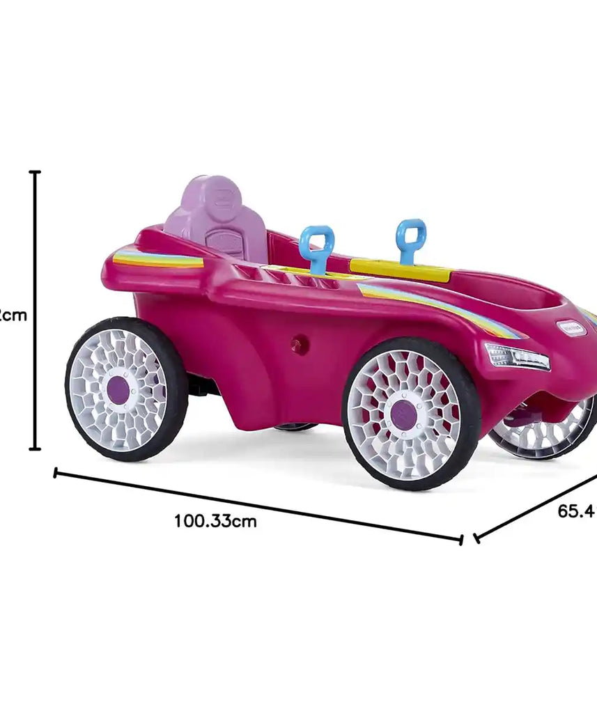 سيارة سباق جيت من ليتل تايكس - سيارة وردية بدواسة مع مقعد قابل للتعديل وإطارات للطرق الوعرة - لعبة سباق خارجية للأطفال من سن 3 إلى 10 سنوات