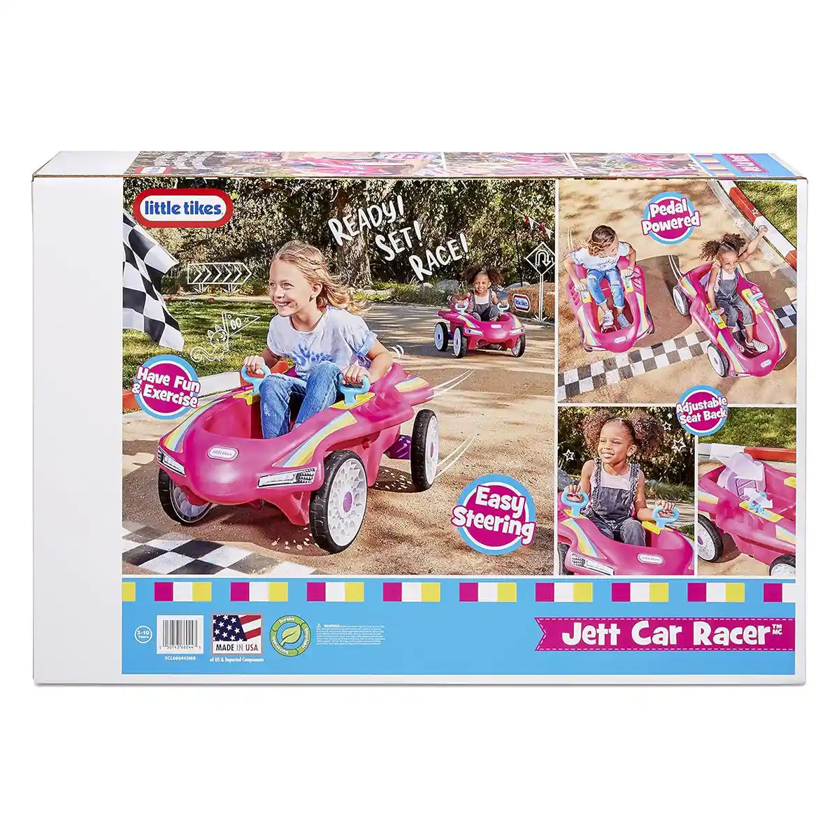 سيارة سباق جيت من ليتل تايكس - سيارة وردية بدواسة مع مقعد قابل للتعديل وإطارات للطرق الوعرة - لعبة سباق خارجية للأطفال من سن 3 إلى 10 سنوات