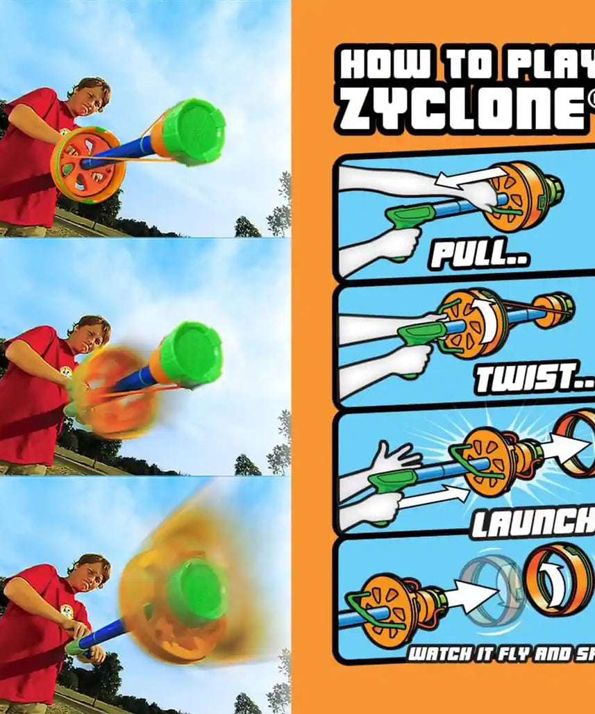 لعبة Zing Air Storm Zyclone Foam Ring Blaster للأطفال، لعبة استهداف بعيدة المدى، متعة خارجية آمنة