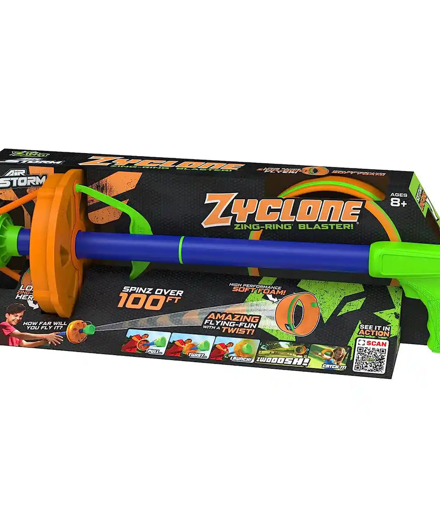 لعبة Zing Air Storm Zyclone Foam Ring Blaster للأطفال، لعبة استهداف بعيدة المدى، متعة خارجية آمنة