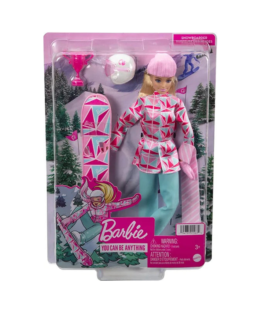 Barbie Winter Sports Snowboarder Doll 12 Inches Blonde with Jacket Pants Scarf Helmet Snowboard and Trophy for Kids Ages 3 and Up