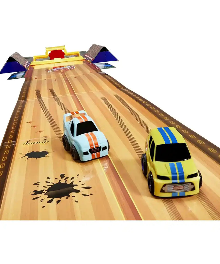 Little Tikes Crazy Fast 3-in-1 Rollin’ Bowlin’ Racing Playset, Multicolor, with 2 Cars, 12ft Track, Bowling Pins & Launcher, Ages 3+