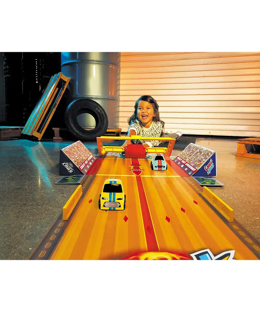 Little Tikes Crazy Fast 3-in-1 Rollin’ Bowlin’ Racing Playset, Multicolor, with 2 Cars, 12ft Track, Bowling Pins & Launcher, Ages 3+