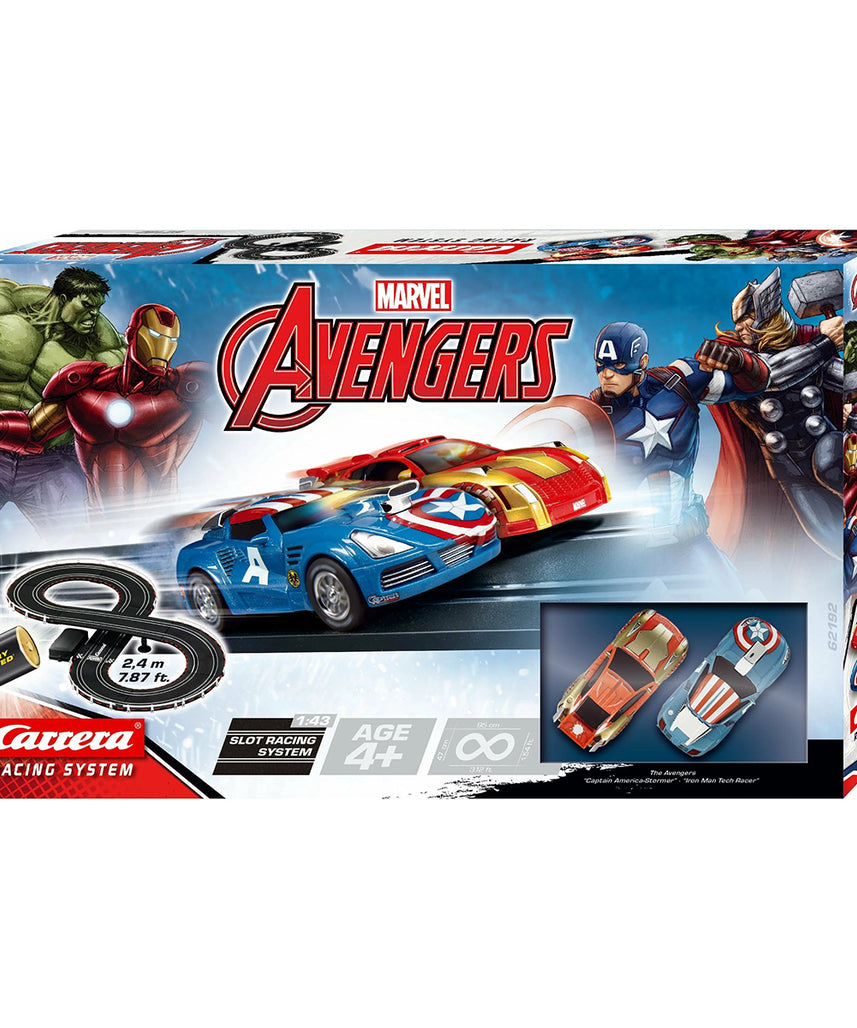 Carrera Marvel Avengers Slot Car Racing System 62192, 1:32 Scale Figure-8 Kart Track with Iron Man & Captain America Cars, Kids 2–6, Play Vehicles