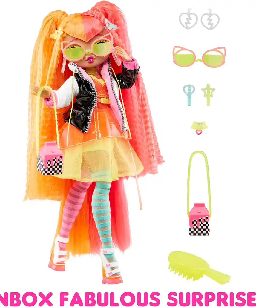 LOL Surprise OMG Fierce Neonlicious Fashion Doll, Collector-Quality Poseable Doll with 15 Fashion Accessories, 11.5 Inch, Ages 5-8