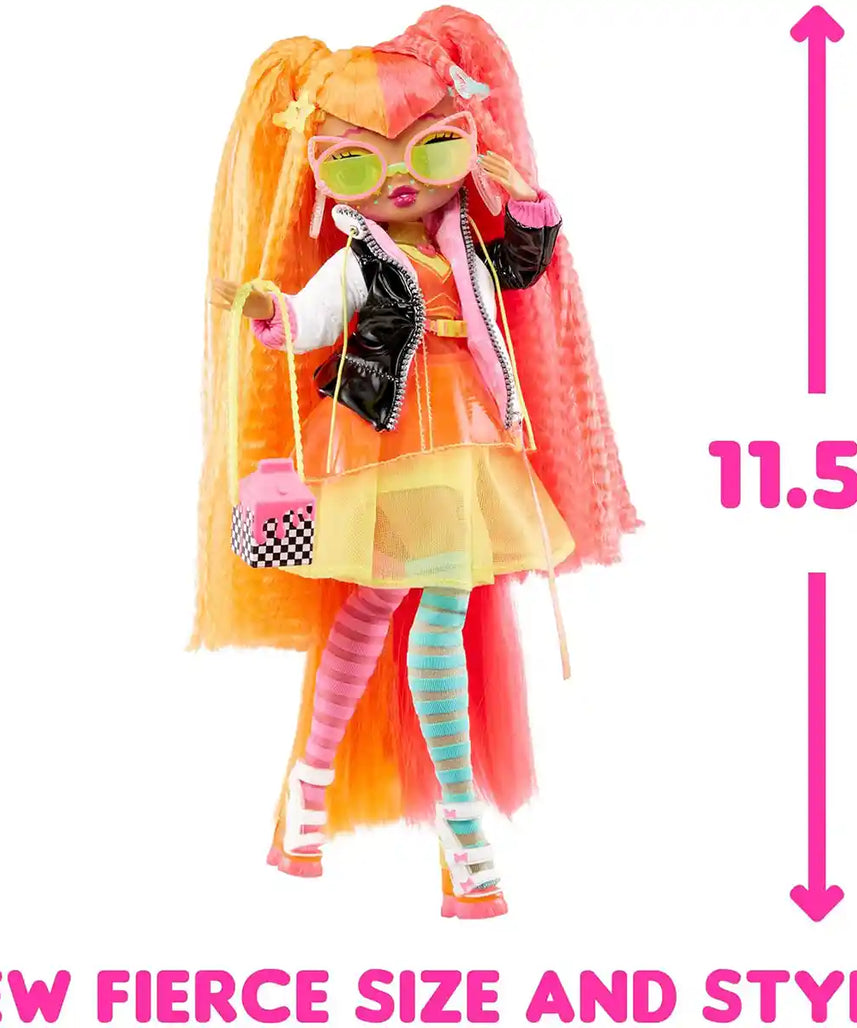 LOL Surprise OMG Fierce Neonlicious Fashion Doll, Collector-Quality Poseable Doll with 15 Fashion Accessories, 11.5 Inch, Ages 5-8