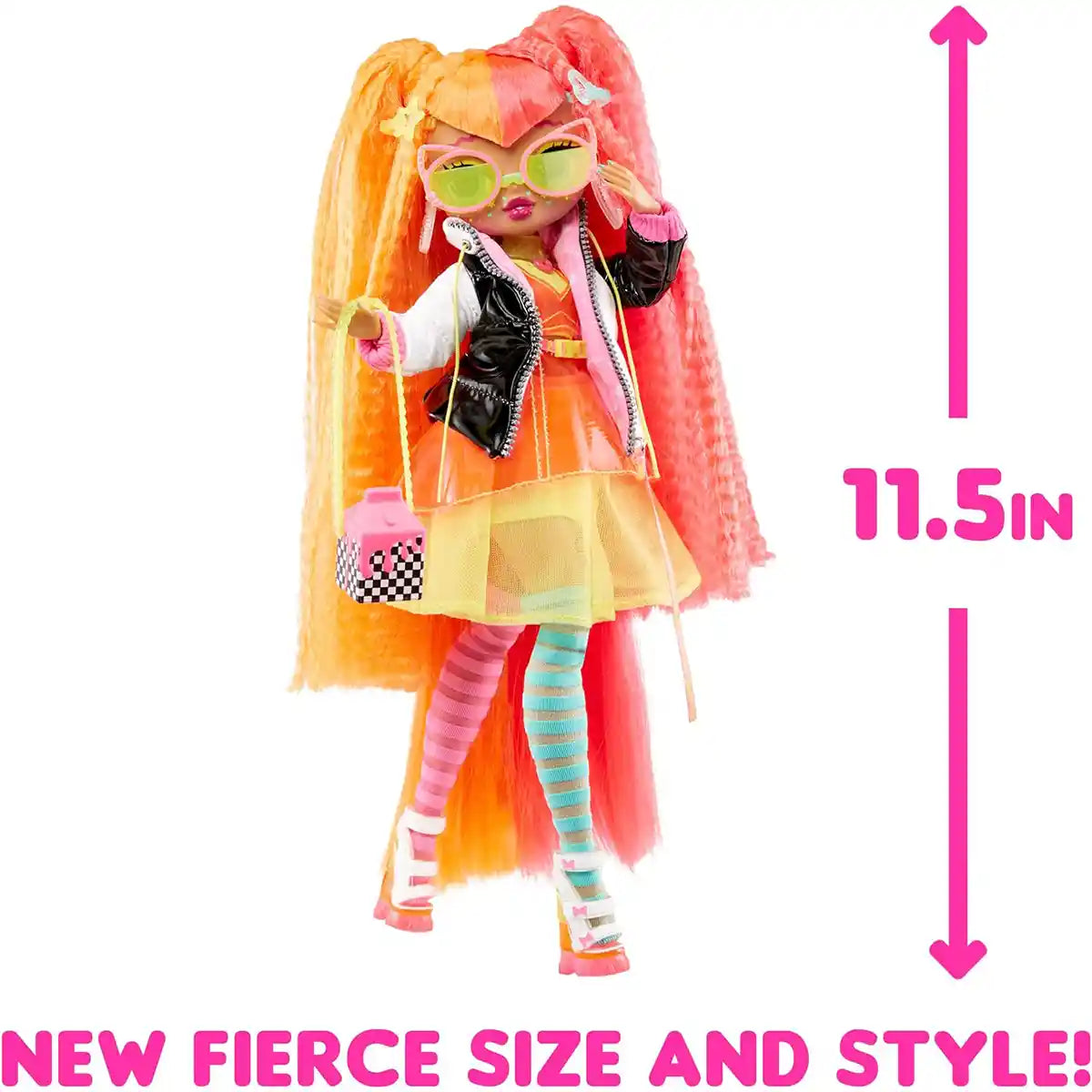 LOL Surprise OMG Fierce Neonlicious Fashion Doll, Collector-Quality Poseable Doll with 15 Fashion Accessories, 11.5 Inch, Ages 5-8