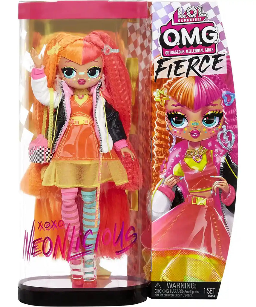 LOL Surprise OMG Fierce Neonlicious Fashion Doll, Collector-Quality Poseable Doll with 15 Fashion Accessories, 11.5 Inch, Ages 5-8
