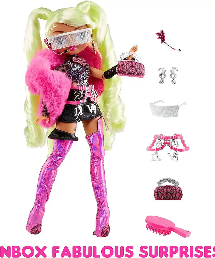 LOL Surprise OMG Fierce Lady Diva Fashion Doll, Collector-Quality Poseable Doll with 15 Fashion Accessories, 11.5 Inch, Ages 5-8
