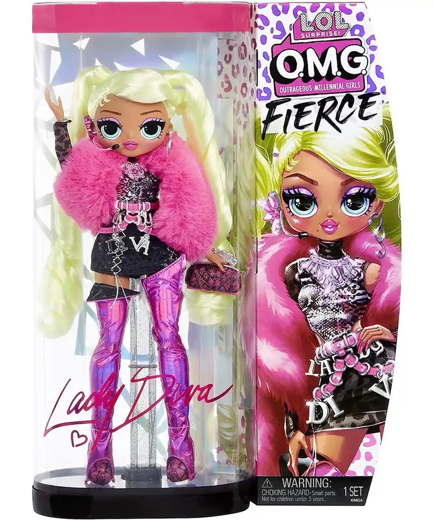 LOL Surprise OMG Fierce Lady Diva Fashion Doll, Collector-Quality Poseable Doll with 15 Fashion Accessories, 11.5 Inch, Ages 5-8