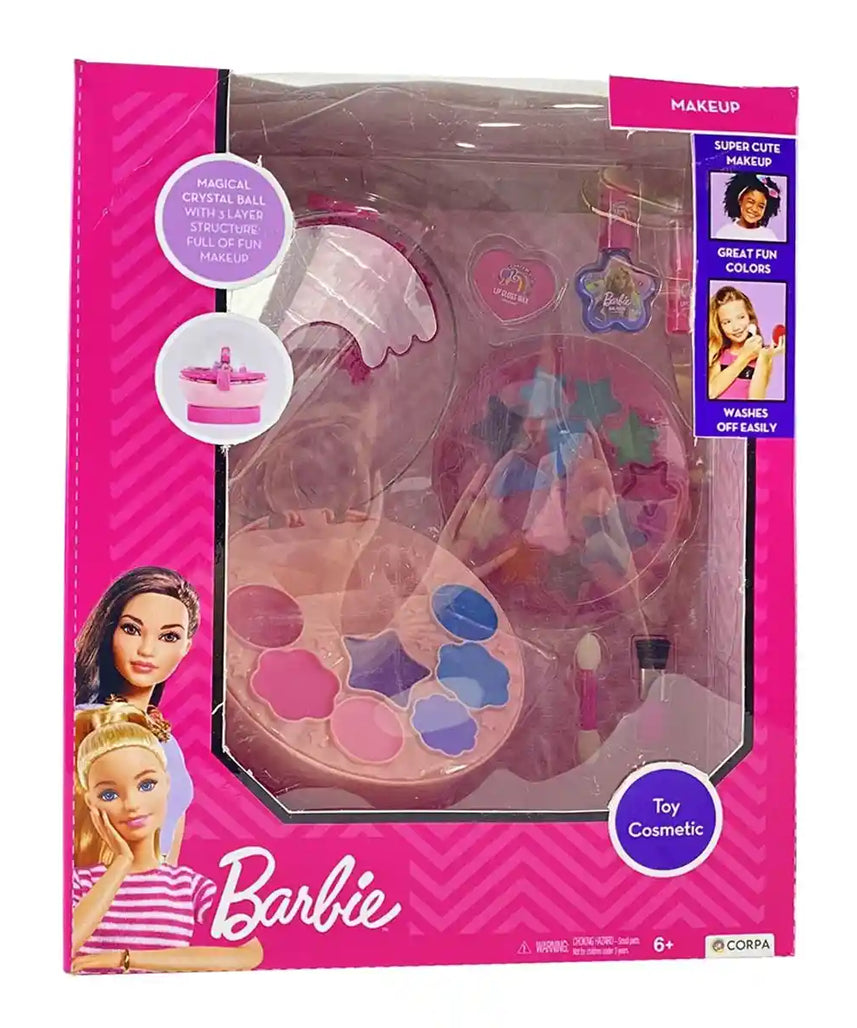 Barbie Cosmetic Crystal Box for Kids Ages 6 and Up, Crystal Ball Makeup Set with Lipgloss Eyeshadow Nail Polish and Accessories