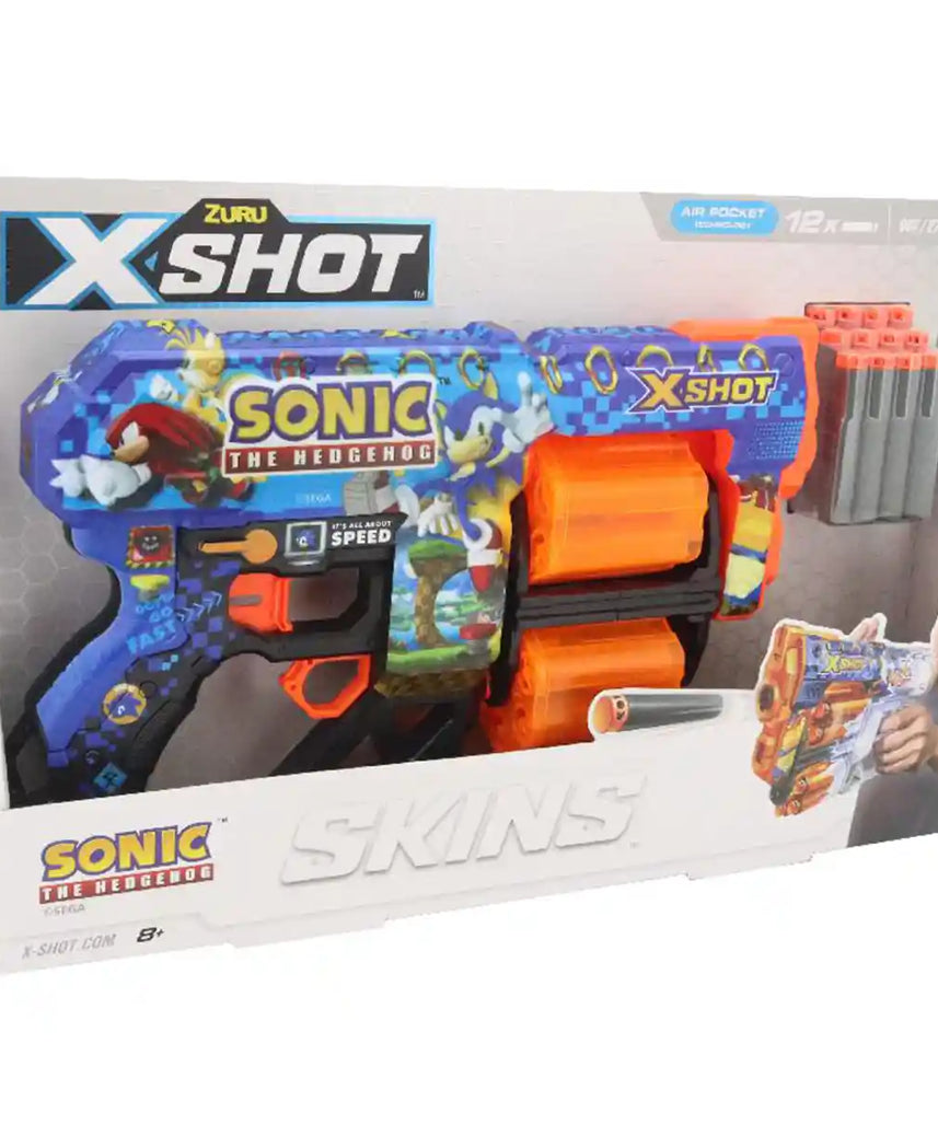 مسدس سهام كانديد إكس-شوت سكينز ميناس، تصميم سونيك القنفذ، 8 سهام إسفنجية، مدى 27 مترًا، متعدد الألوان، للأعمار من 18 شهرًا فأكثر