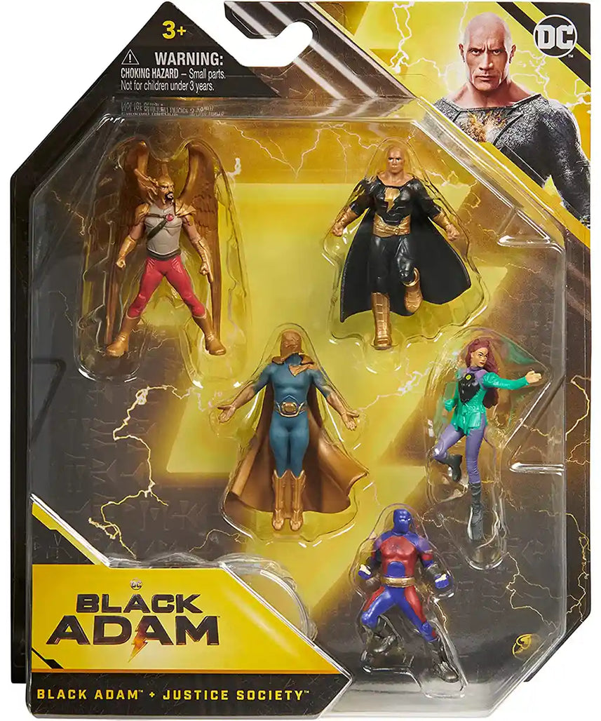 مجموعة مجسمات فيلم دي سي بلاك آدم، 5 قطع، مقاس 2 بوصة، مجسمات جمعية العدالة مع حوامل للأطفال، هدية لعبة بطل خارق