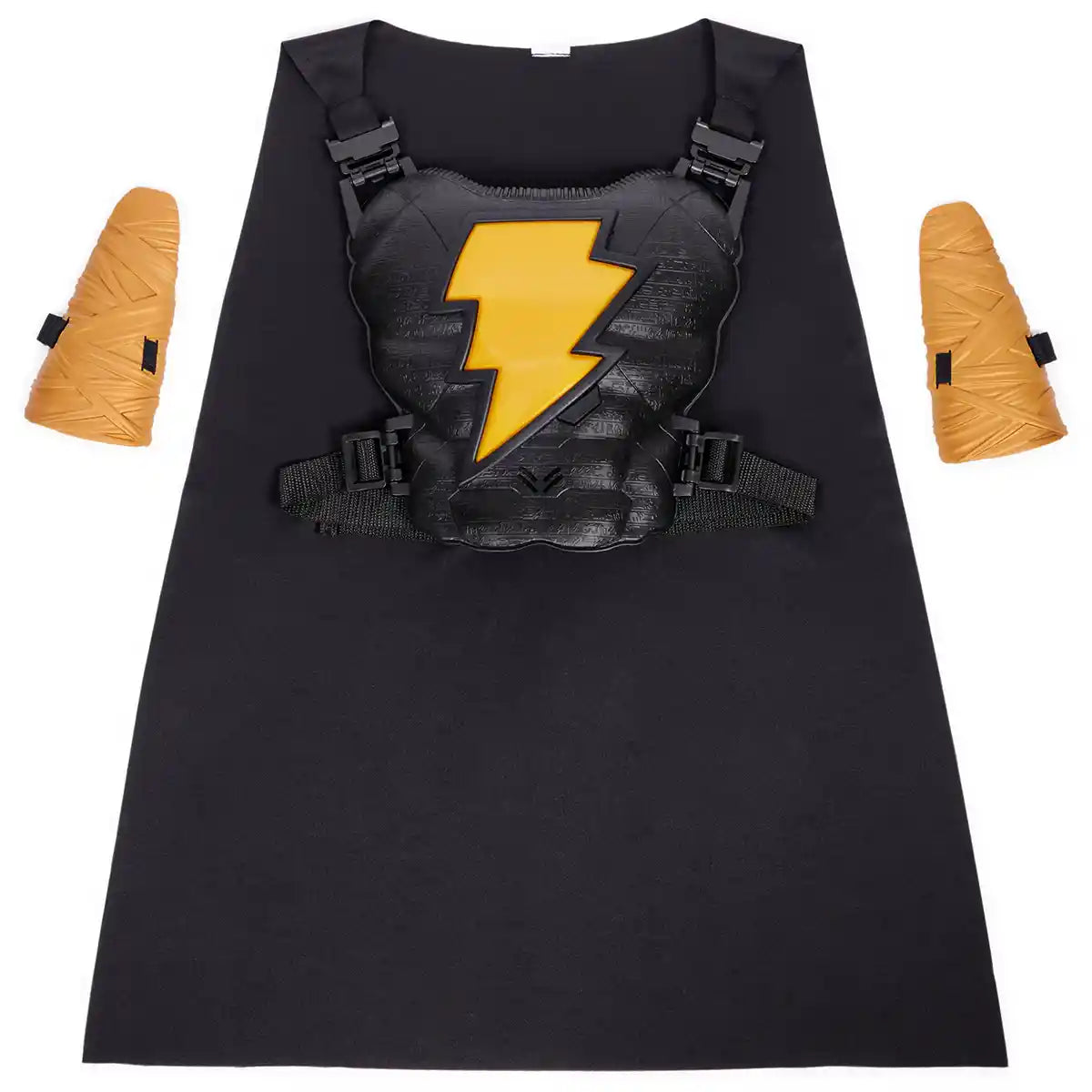 مجموعة لعب الأدوار الفاخرة بلاك آدم من دي سي كوميكس، لوحة صدر إلكترونية، قفازات ذهبية، وعباءة مع أضواء وأصوات، زي بطل خارق للأطفال من سن 4 سنوات فما فوق