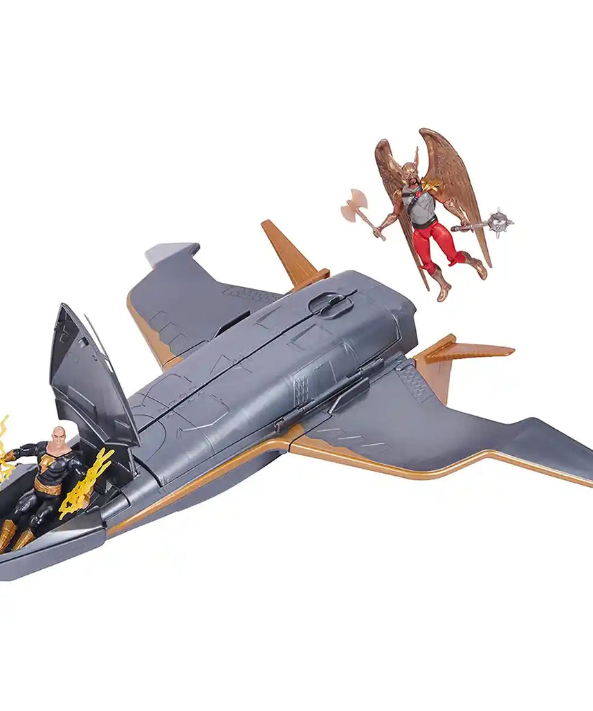 مجموعة ألعاب دي سي كوميكس هوك كروزر باترول مع شخصيات بلاك آدم وهوكمان المتحركة مقاس 4 بوصات، لعبة الأبطال الخارقين بطول 16 بوصة للأطفال من سن 4 سنوات فما فوق