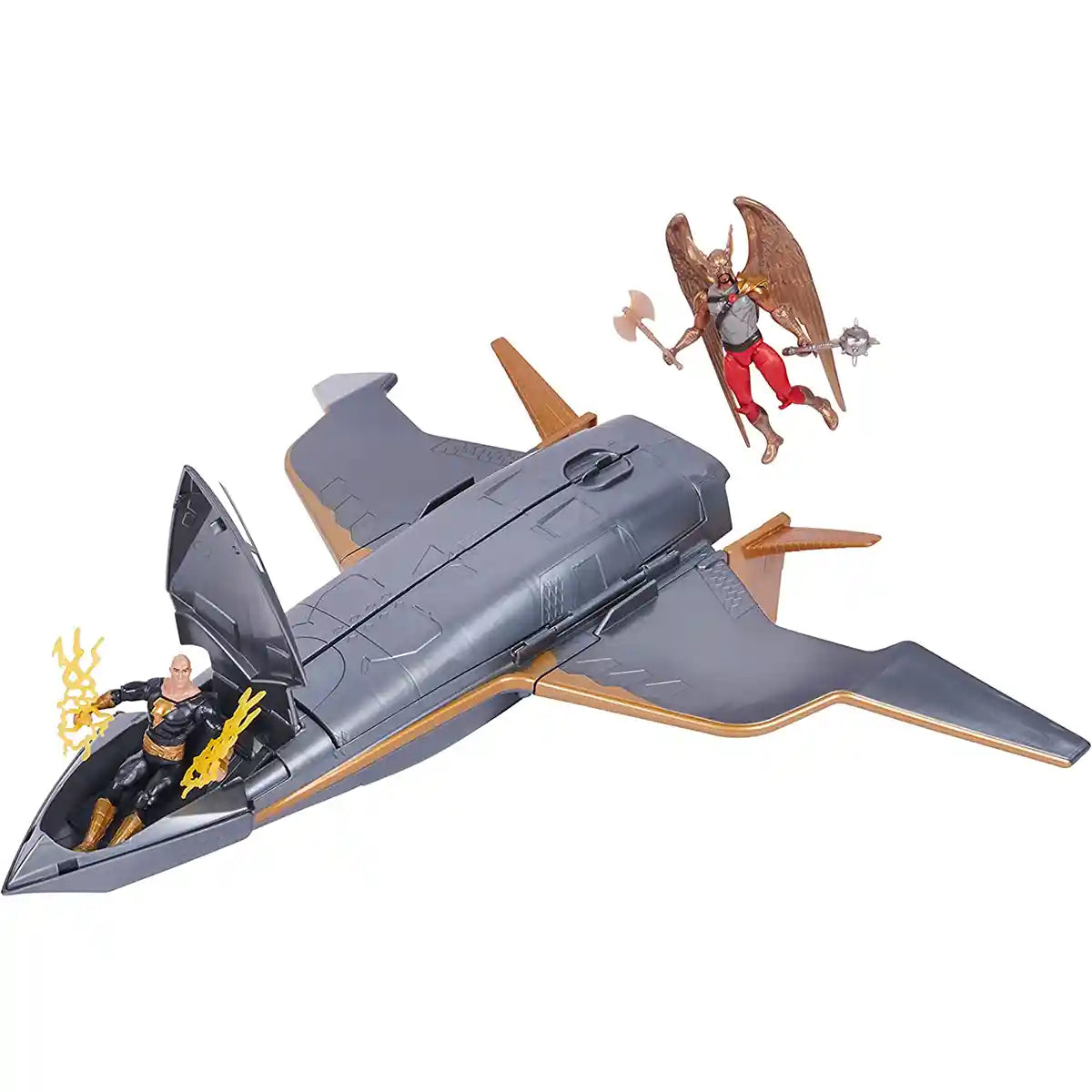 مجموعة ألعاب دي سي كوميكس هوك كروزر باترول مع شخصيات بلاك آدم وهوكمان المتحركة مقاس 4 بوصات، لعبة الأبطال الخارقين بطول 16 بوصة للأطفال من سن 4 سنوات فما فوق