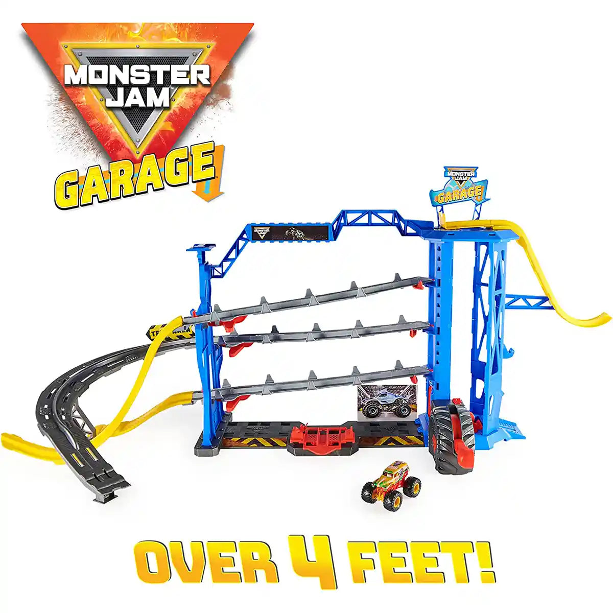Monster Jam Garage Playset, Storage, Exclusive Grave Digger Monster Truck, Lights and Sounds, Epic Stunt Ramps, Kids Toys for Boys and Girls Ages 3+