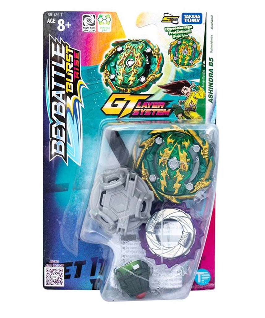 BeyBattle Burst Takara Tomy Bushin Ashindra B5, S4 W1 Starter Beyblade with Launcher and Ripcord, Defense & Attack Spinning Top for Kids